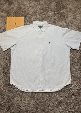 Chemise rayé à manches courtes Ralph Lauren blanche/bleue XXL, merk: Ralph Lauren, staat: Heel goed, maat: XXL, € 39,00, € 41,65 inclusief Kopersbescherming Pro