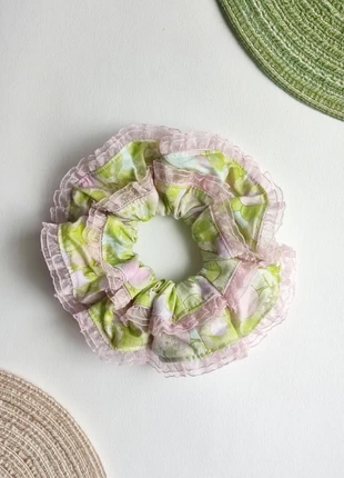 chouchou scrunchie coton dentelle "fée fiori", marque: Creatrice, état: Neuf sans étiquette, 5,00 €, 5,95 € Protection acheteurs incluse