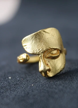 Bague réglable y2k médiévale demi visage, condition: Very good, size: Adjustable, €15.00, €16.45 includes Buyer Protection