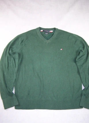 Tommy Hilfiger forest green V-neck sweater organic cotton silk men size L, marque: Tommy Hilfiger, état: Très bon état, taille: L, 22,00 €, 23,80 € Protection acheteurs incluse
