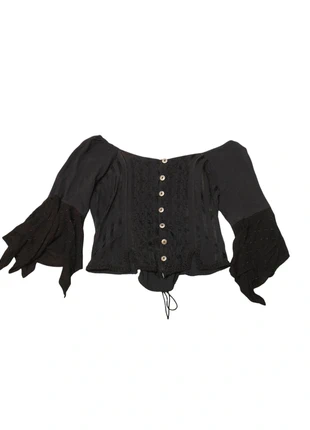 Top corset whismigoth nero con maniche svasate witchcore aesthetic vintage romantic goth renaissance, marca: O.P.C, estado: Muy bueno, tamaño: Talla única, 25,00 €, 26,95 € Protección al comprador incluida