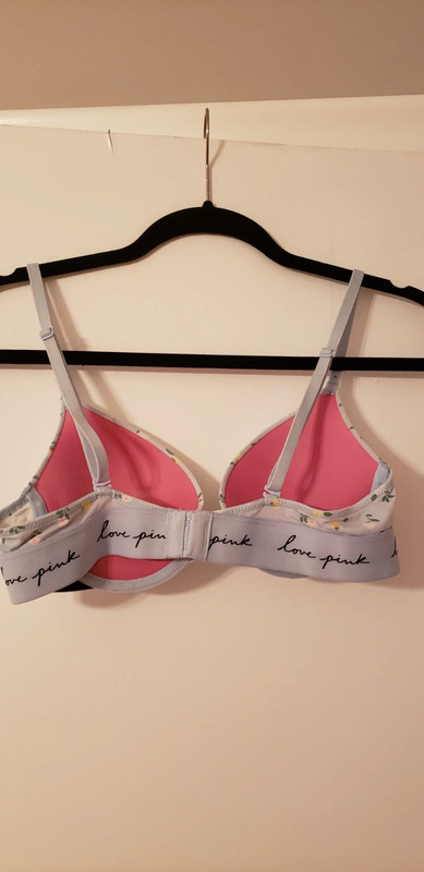 Light Blue Floral PINK Pushup Bra 2