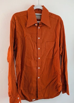 Vintage 70s Dagger Collar Wool/Cotton Orange Shirt, brand: Vintage Dressing, condition: Satisfactory, size: M, £20.00, £21.70 includes Buyer Protection