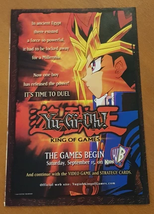 Vintage 1996 Yu-Gi-Oh King of Games WB Kids TV Cartoon Advertisement, merk: Yu-Gi-Oh!, staat: Heel goed, maat: Prematuur, tot 44 cm, € 5,00, € 5,95 inclusief Kopersbescherming