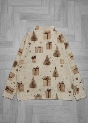Pull beige motifs cadeaux et sapins, brand: Beige, condizioni: Ottime, taglia: S / IT 40 / EU 36, €49.00, €52.15 include la Protezione acquisti