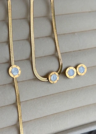 Elegant Gold Plated Mother of Pearl Jewelry Set – Necklace, Bracelet & Stud Earrings | Minimalist, condition: New without tags, £11.00, £12.25 includes Buyer Protection Pro