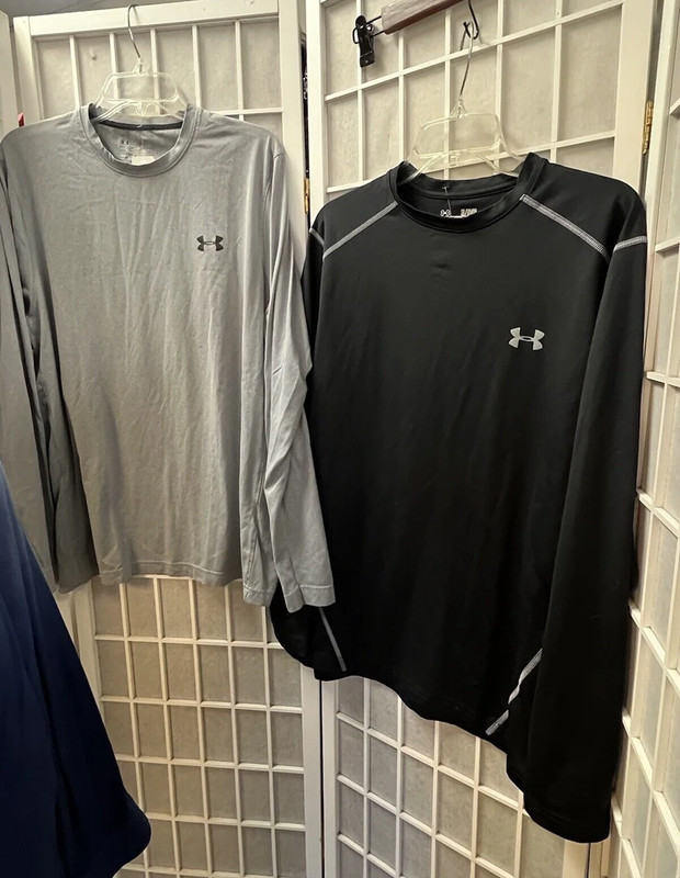 Cold gear, Men,Two Shirts Sport $14Each,Sz XL,Dark Gray tight,light grey Lache.! 2