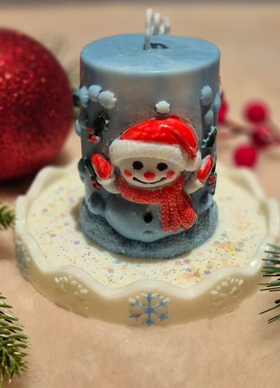 Handmade Snowman Candle with Soy Wax Plate, condition: Like new, £8.00, £9.10 includes Buyer Protection
