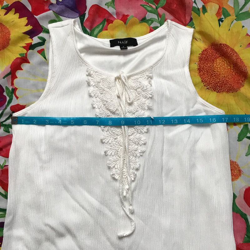 Women’s Naif White Sleeveless Crochet Appliqué Summer Mini Dress S 4