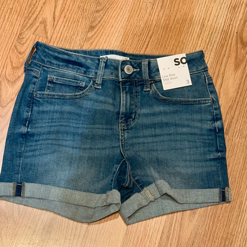 Low rise midi jean shorts 1