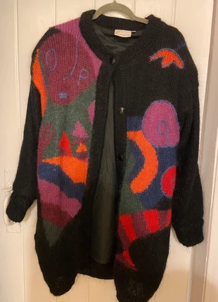 Vintage Chunky Knit Black Multicolour Cardigan, brand: f&c collection, condition: Good, size: M / 38 / 10, €10.00, €11.20 includes Buyer Protection