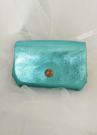 Porte monnaie cuir S turquoise brillant, marque: Boutique Parisienne, état: Très bon état, 11,00 €, 12,25 € Protection acheteurs (Pro) incluse