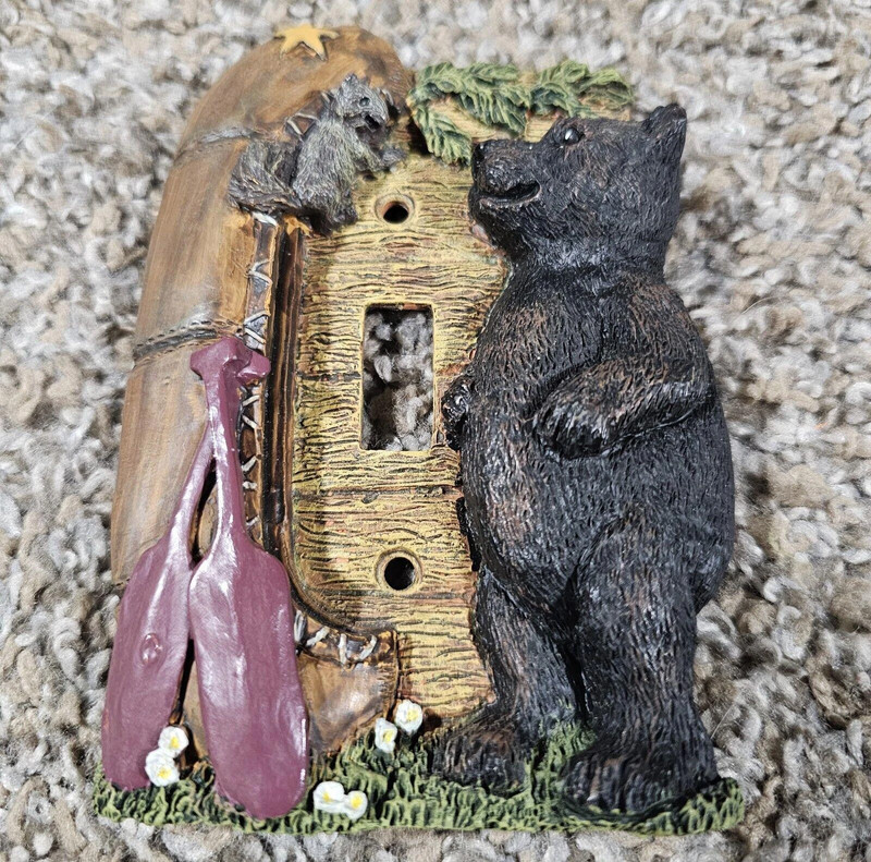 Rustic Country Light Switch Plate Cover Bear Canoe Hunter Outdoorsman 4
