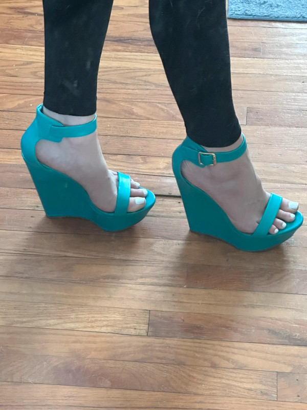 Teal Platform Wedges 4