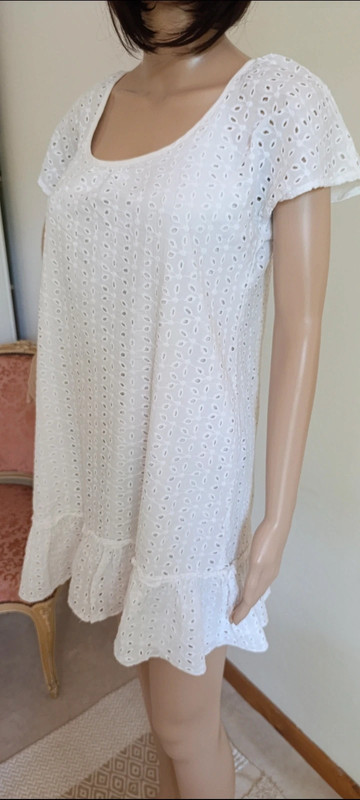 Robe de plage blanche en coton boutique bohème taille M - photo numéro 2