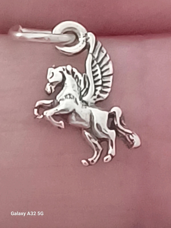 Vtg.Sterling silver " Pegasus" flying horse pendant/ charm 2