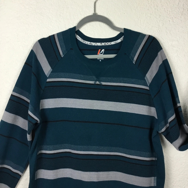 Amplife Cotton Shirt Size XL Long Sleeve Striped Blue Pullover Sweater Soft 3