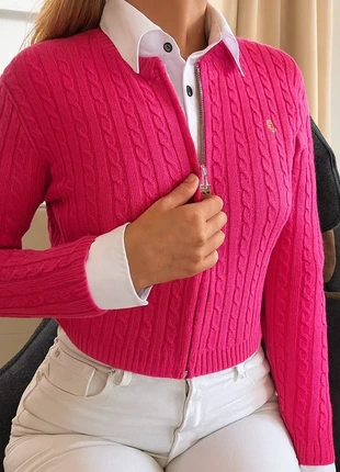 Gilet zippé Ralph Lauren torsadé rose vif femme taille S, brand: Ralph Lauren, condizioni: Ottime, taglia: S / IT 40 / EU 36, €45.00, €47.95 include la Protezione acquisti