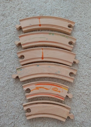 6 rails courbes en bois pour circuit de train, brand: Montessori, condition: Good, size: One size, €1.00, €1.75 includes Buyer Protection