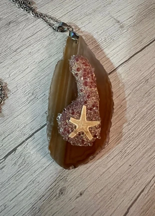 Colgante artesanal de ágata con estrella de mar – Boho Chic, staat: Heel goed, € 3,00, € 3,85 inclusief Kopersbescherming