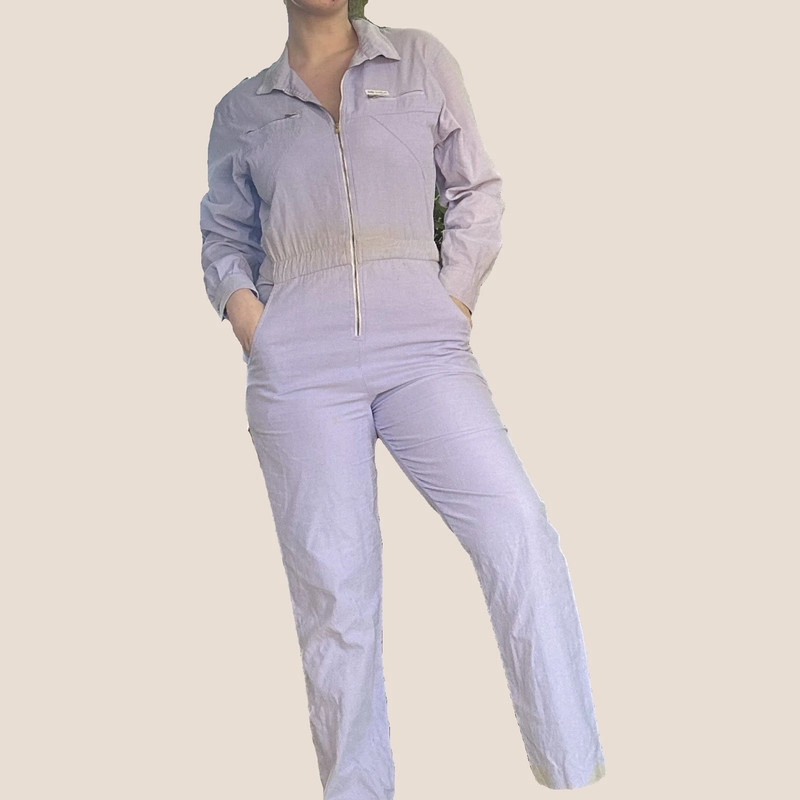 80s Saint Germain Paris Lilac Corduroy Jumpsuit 1