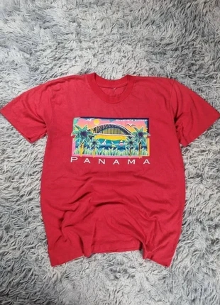 T-shirt vintage Panama Canal America’s Bridge Touristique 90s Rouge Made in USA, marca: Vintage Dressing, estado: Muito bom, tamanho: L, €15.00, €16.45 inclui Proteção do Comprador Pro