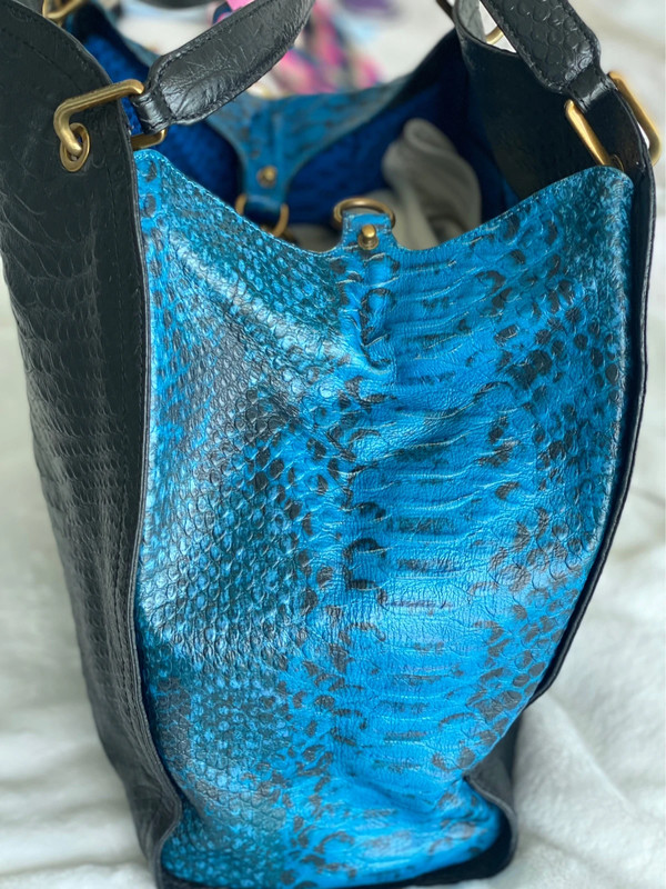 2 Toned Snakeskin Genuine Leather Handbag 5