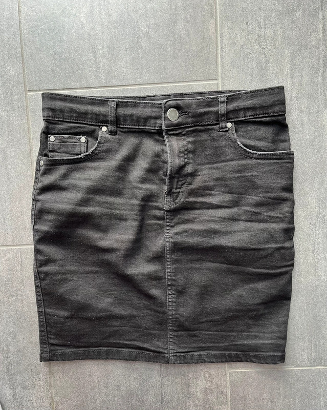 Jeans Minirock von H&M | Größe 38 | kurzer Rock | schwarz | 5 Pocket 1