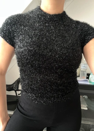 Top noir lurex argenté vintage, brand: Vintage, condition: Very good, size: S / 36 / 8, €17.00, €18.55 includes Buyer Protection