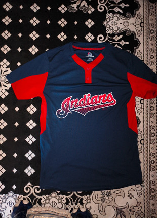 Maillot baseball Cleveland Indians bleu & rouge – taille M, marque: Majestic, état: Neuf sans étiquette, taille: M, 10,00 €, 11,20 € Protection acheteurs incluse