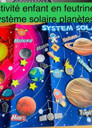 Planche d’activité créative thème système solaire planètes en feutrine à scratch, état: Neuf avec étiquette, taille: Taille unique, 7,00 €, 8,05 € Protection acheteurs incluse