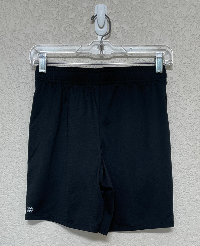 All in Motion Kids Size 10 - 12 Black Solid Color Athletic Shorts With Pockets 2