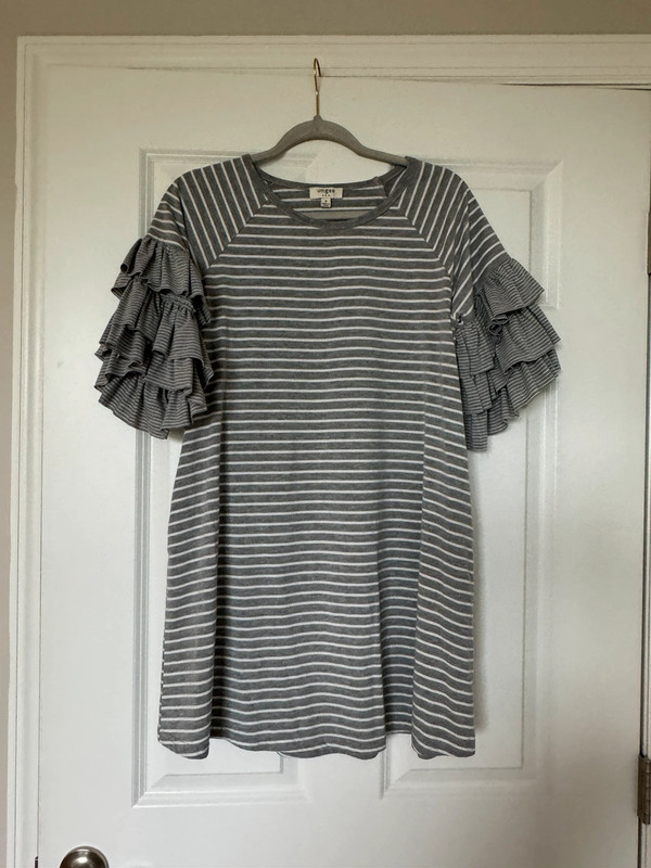 Striped Ruffle Sleeve Dress 1