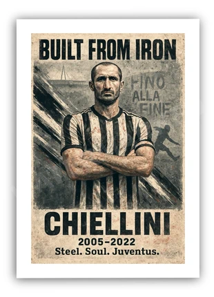 Chiellini Juventus Poster | Built from Iron Tribute | Retro A4 Football Wall Art Print, condition: New with tags, £7.50, £8.58 includes Buyer Protection Pro