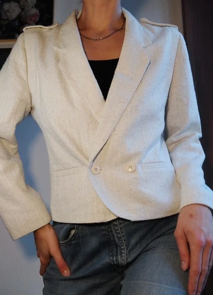 Blazer vintage tweed chic - crème écru - taille 38, brand: Vintage Dressing, condition: Very good, size: M / 38 / 10, €14.00, €15.40 includes Buyer Protection
