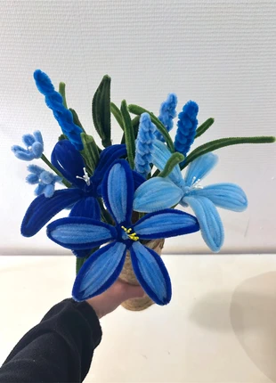 🦋 💐 Bouquet bleu clair & bleu foncé – sans vase | fait main 💐, marque: Fait Main, état: Très bon état, 16,90 €, 18,45 € Protection acheteurs incluse