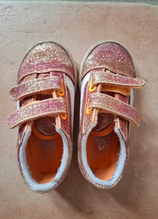 Vans à scratchs rose et orange à paillettes, brand: Vans, condition: Good, size: 25, €8.00, €9.10 includes Buyer Protection