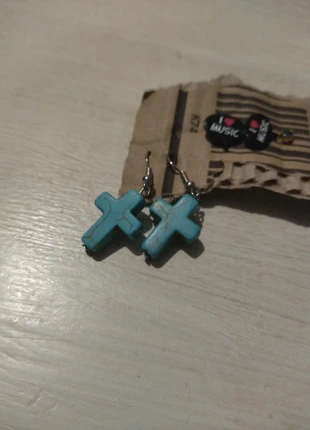 Boucles d'oreilles croix turquoise, marca: Fait Main, estado: Muy bueno, 5,00 €, 5,95 € Protección al comprador incluida