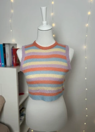 Pull sans manches rayé multicolore sans manches pastel taille M, merk: Shein, staat: Goed, maat: M / 38 / 10, € 4,00, € 4,90 inclusief Kopersbescherming