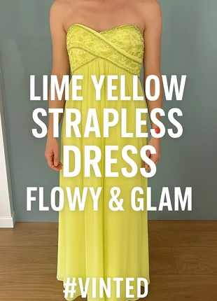 Vestido largo palabra de honor lima con pedrería – lookazo total, marque: El Corte Inglés, état: Très bon état, taille: L / 40 / 12, 24,95 €, 26,90 € Protection acheteurs incluse