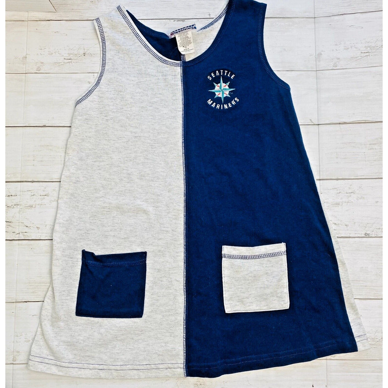 Girl's Seattle Mariners Sleeveless Cotton Dress-Size 6X 1