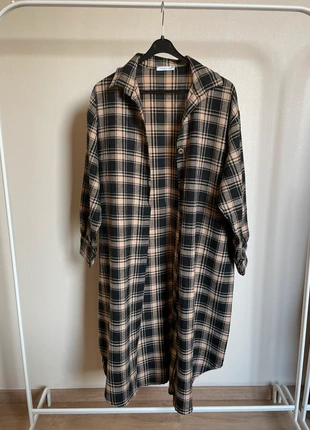 Chemise longue/robe chemise beige à carreaux, marque: inconnue, état: Neuf sans étiquette, taille: L / 40 / 12, 5,00 €, 5,95 € Protection acheteurs incluse