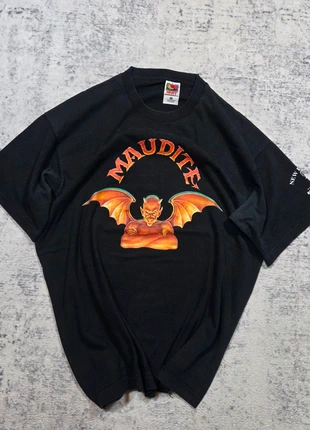 👕 T-shirt Vintage Fruit of the Loom XL Homme Noir Graphique “Maudite” Made in Canada, brand: Fruit of the Loom, condition: Very good, size: XL, €49.99, €53.19 includes Buyer Protection Pro