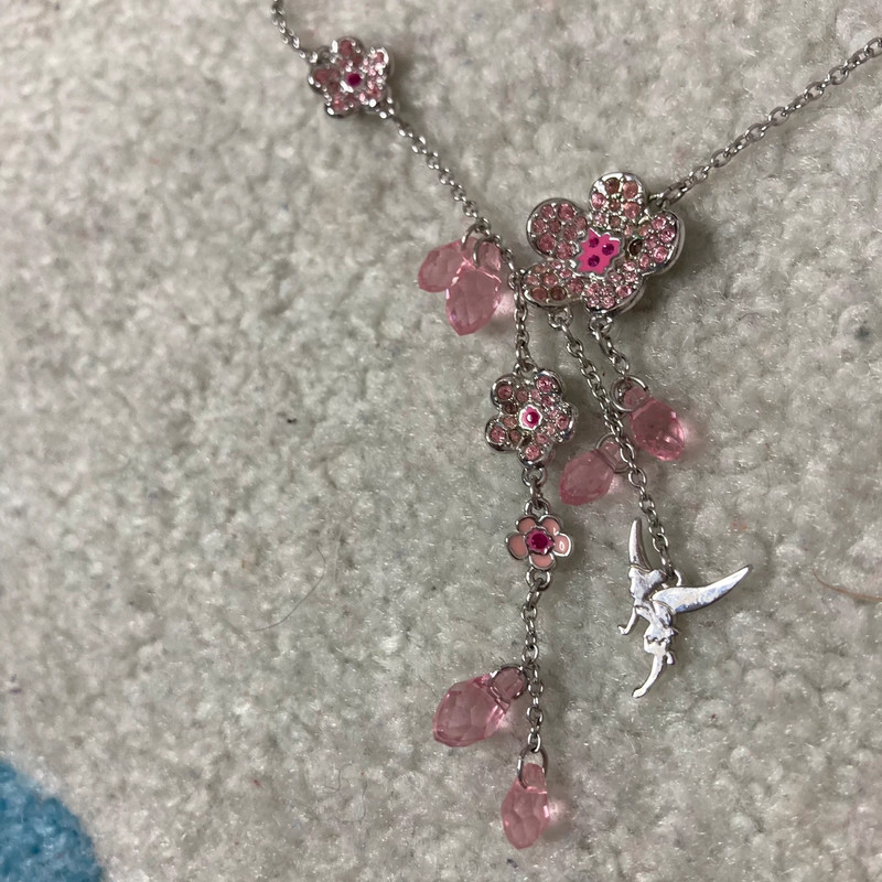 Sakura Blossom Disney Tinkerbell Swarovski Necklace 3