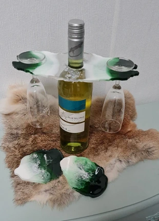 wijn butler / glashouder incl. 2 onderzetters, marca: Handgemaakt, estado: Novo sem etiquetas, €15.00, €16.45 inclui Proteção do Comprador