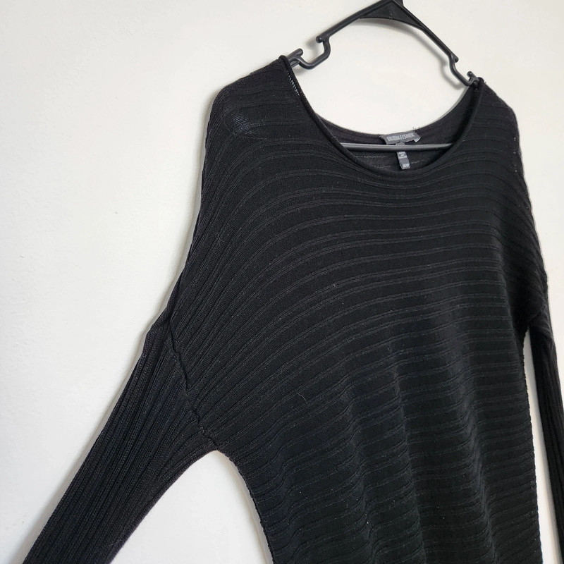 Eileen Fisher Lightweight Asymmetrical Black Sweater XS 3