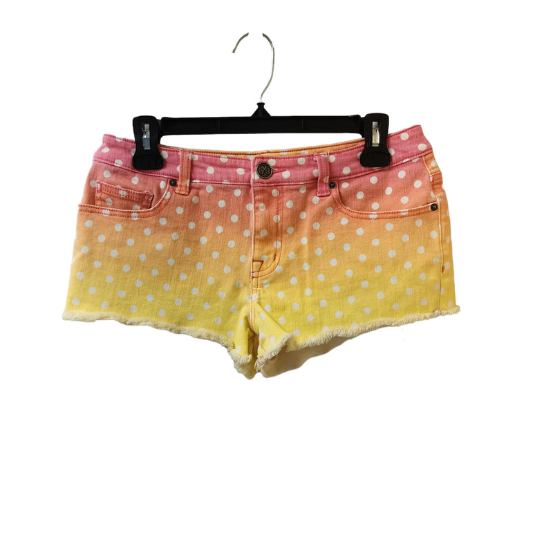 Victoria's Secret Pink Orange Yellow Ombre Polka Dot Jean Shorts Size 4 Low Rise 1