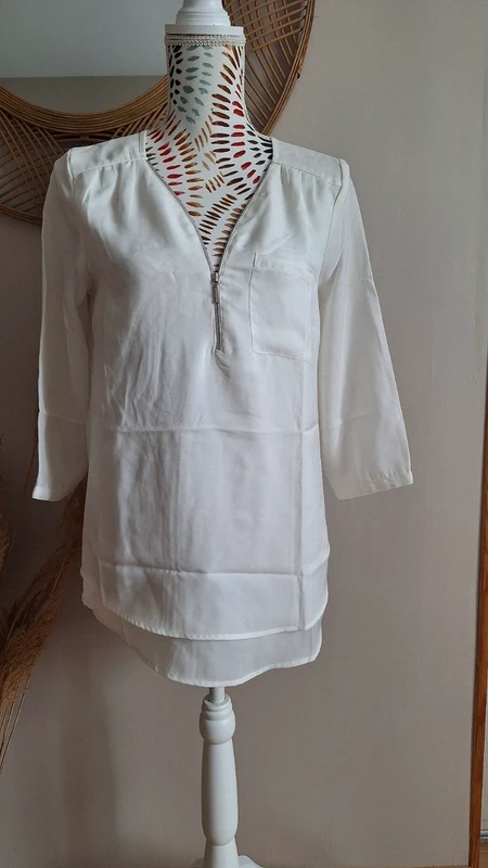 Blouse doublée blanc cassé manche 3/4 kiabi 38
