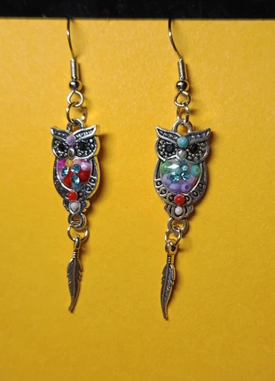 Boucles d'oreilles asymétriques chouettes, merk: Fait Main, staat: Nieuw zonder prijskaartje, € 2,00, € 2,80 inclusief Kopersbescherming