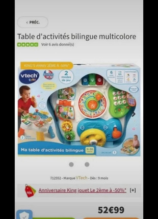 Table d'activités bilingue multicolore VTech : King Jouet